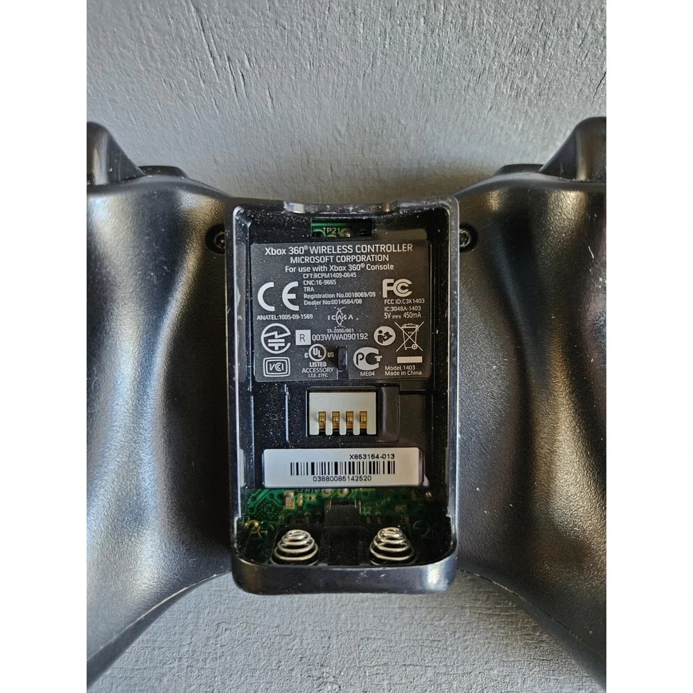 Xbox 360 Wireless Controller Black Official Gaming Battery Pack Not Tested